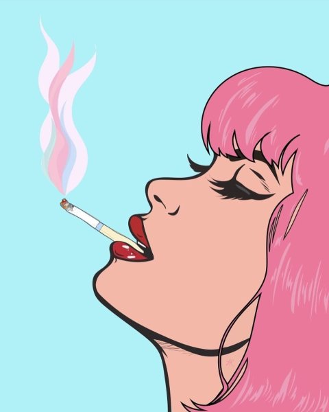Поп арт девушка с сигаретой