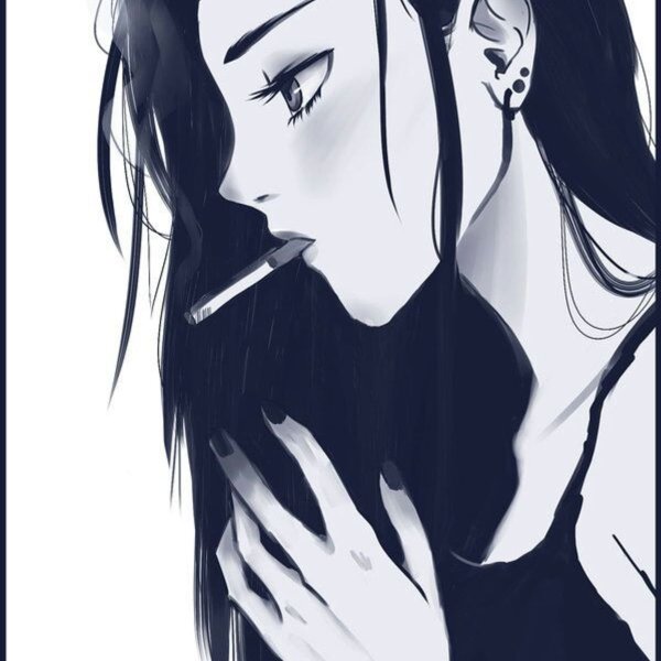 Курящая девушка аниме