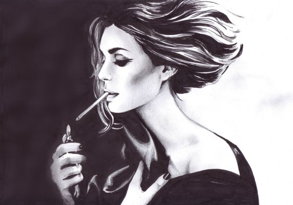 Девушка с сигаретой рисунок