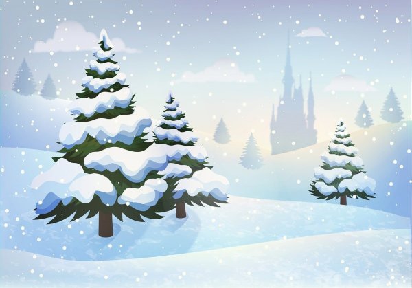 Рисунок зимнего леса