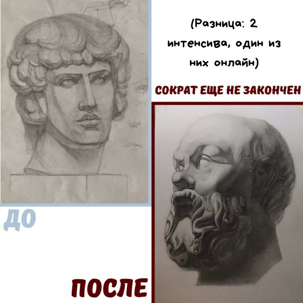 Гипсовая голова Геракла Академический рисунок