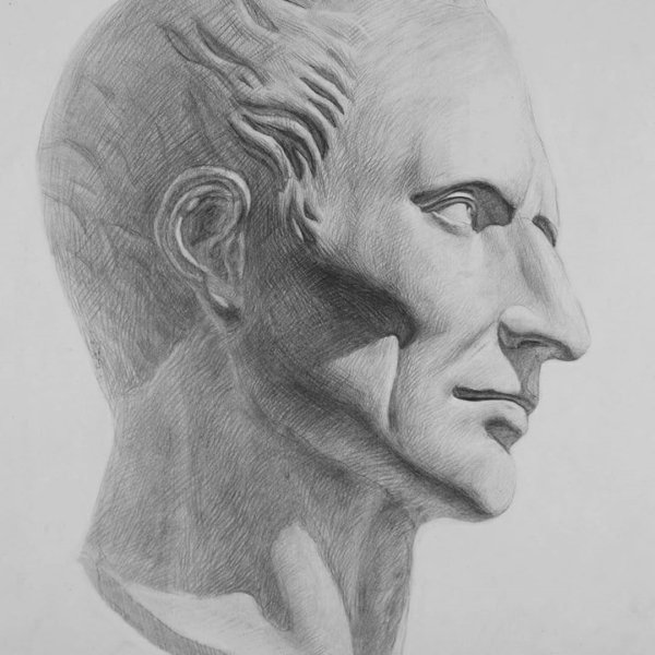 Академический рисунок головы Сенеки