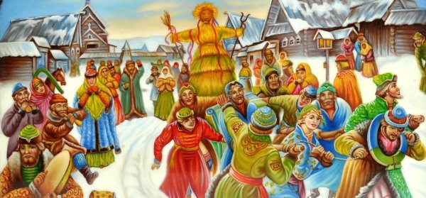 Народные гуляния на Масленицу на Руси