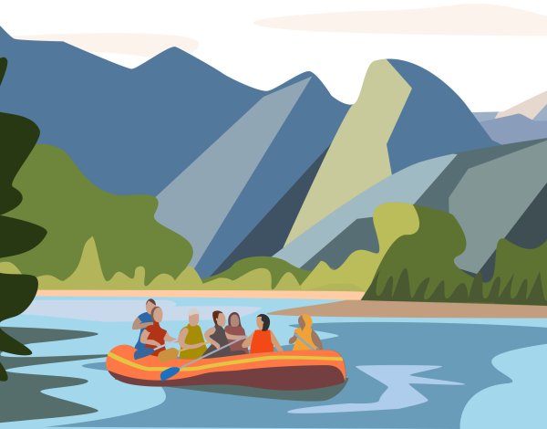 Сплав по реке вектор