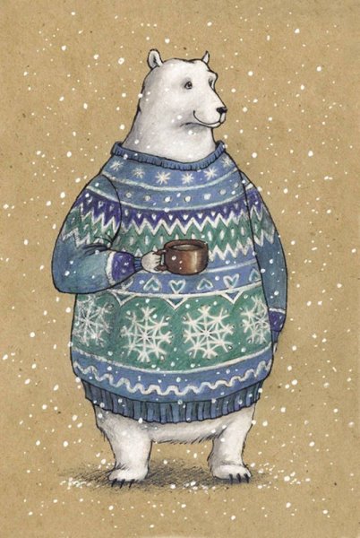 Новогодний медведь на прозрачном фоне