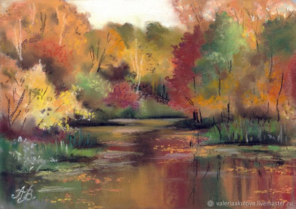 Пейзаж пастелью сухой