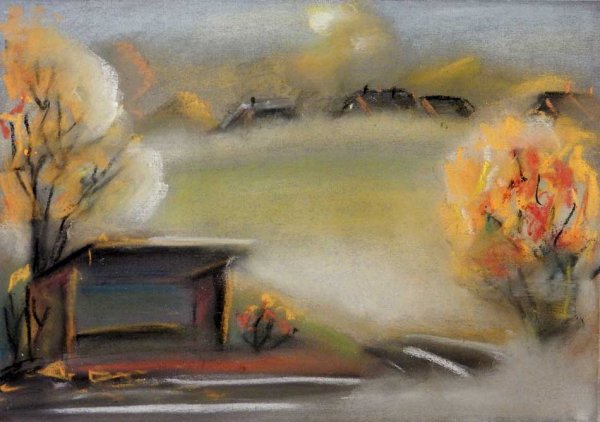 Осенний пейзаж пастелью сухой