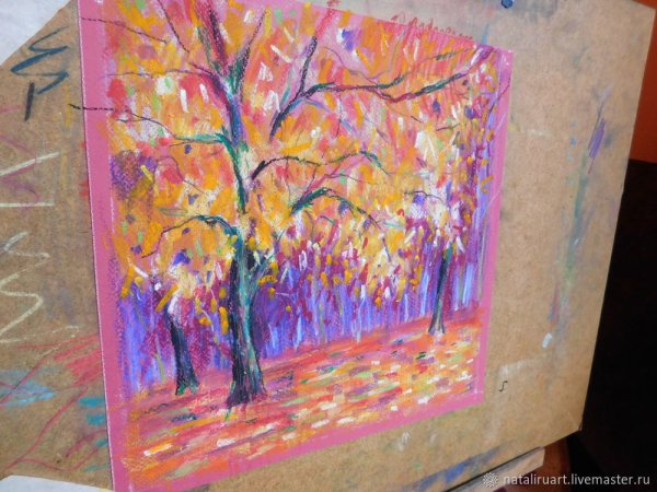 Рисование мелками осень