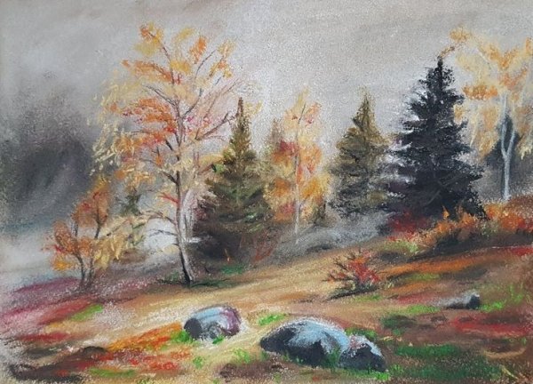 Рисунки пастелью осень