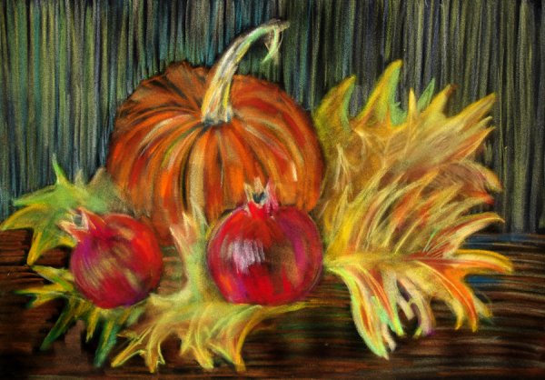 Осенний натюрморт пастелью