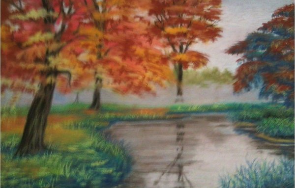 Золотая осень пастелью для детей