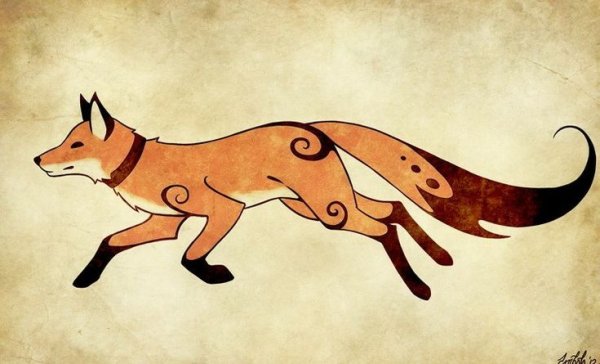 Лиса в движении стилизованная