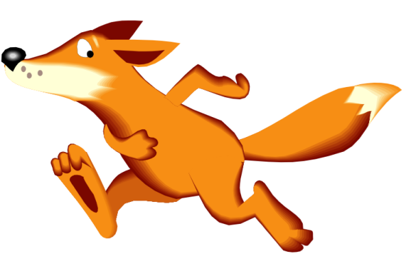 Лиса бежит на прозрачном фоне