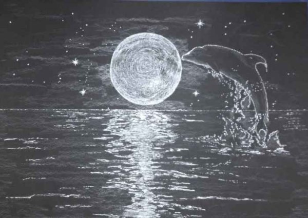 Лунный пейзаж карандашом