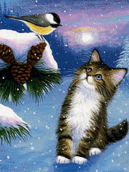 Зимние пейзажи с кошками