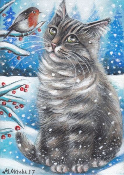 Снежный кот рисунок