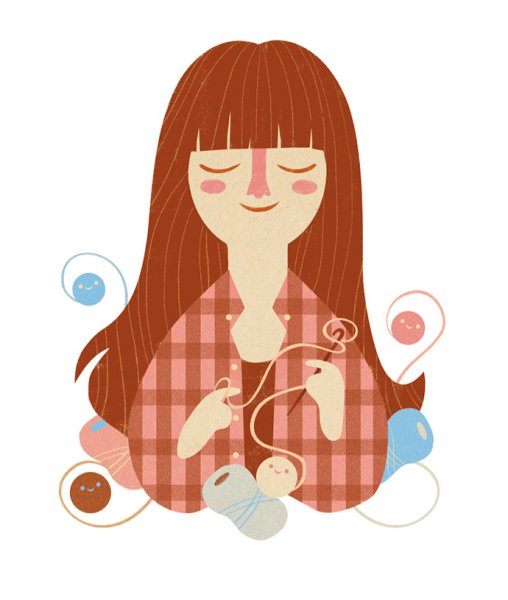 Девочка вяжет