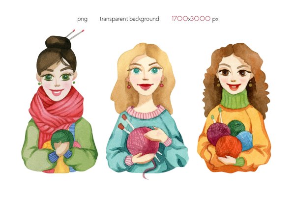 Девушка вяжет вектор