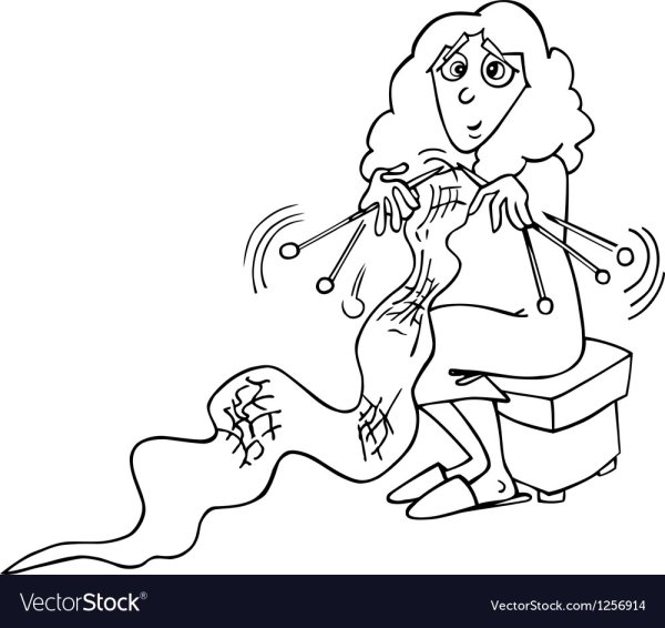 Рисунок для раскрашивания вязальщица