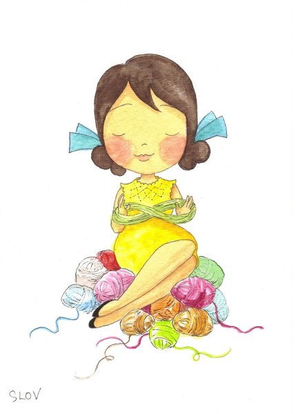 Вязальщица нарисованная