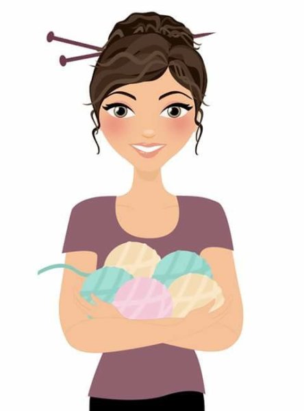 Мультяшная девочка вяжет