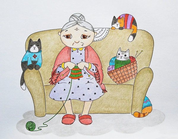 Бабушка с клубочком