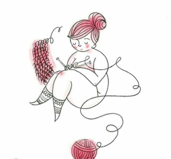 Вязальщица контурный рисунок