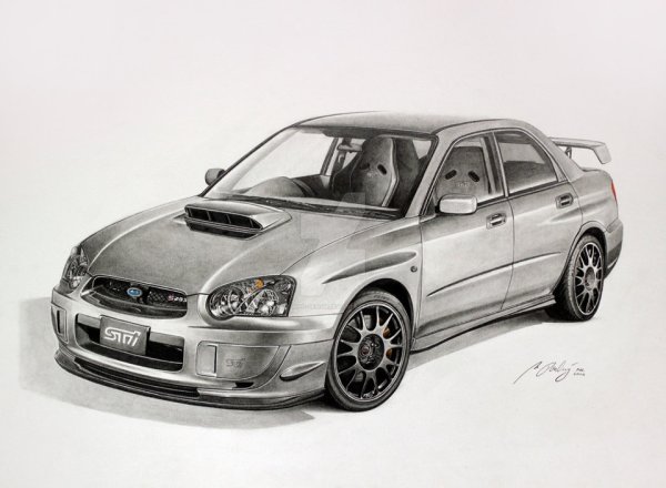 Субару WRX STI 2004 нарисовать