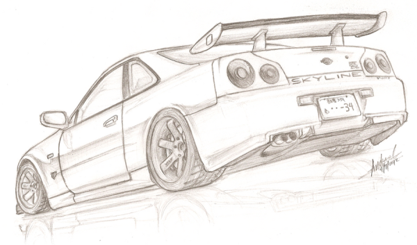 Раскраска Nissan Skyline r34