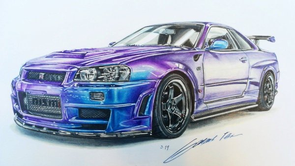 Nissan Skyline GTR r34 карандашом