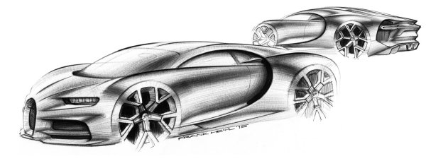 Бугатти Широн карандашом