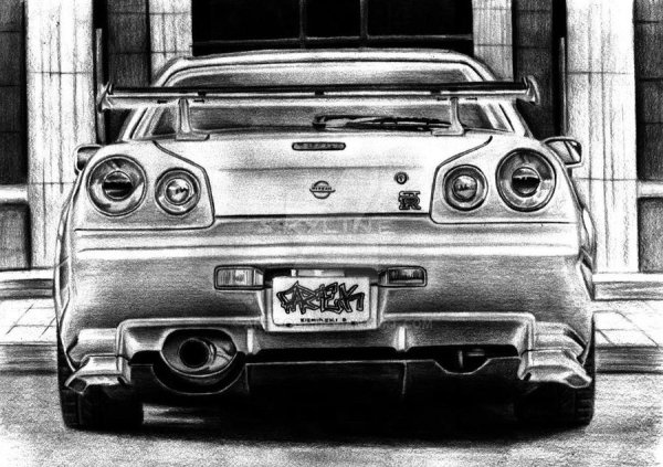Nissan Skyline GTR r34 карандашом