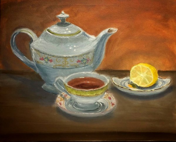 Натюрморт чайник и чашка