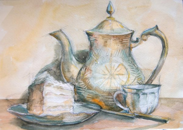 Декоративный натюрморт с чайником