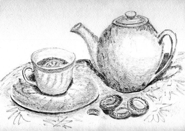 Чайный сервиз карандашом