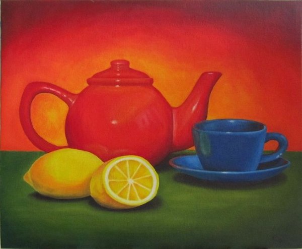 Натюрморт чайник и чашка