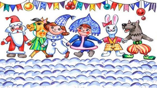 Хоровод у елки раскраска