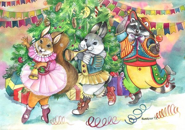 Новогодний праздник раскраска для детей