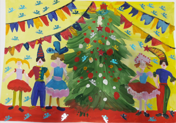 Новогодний праздник рисование подготовительная группа