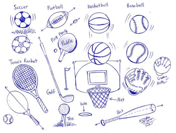 Раскраски для малышей спортивный инвентарь