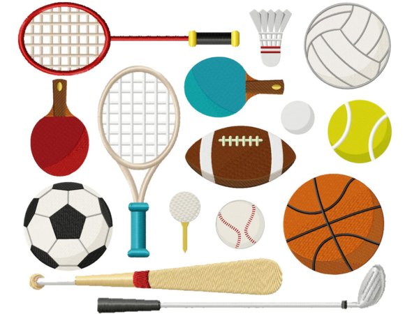 Раскраска спортивный инвентарь для детей