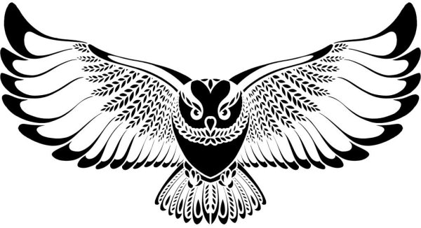 Черный силуэт Совы