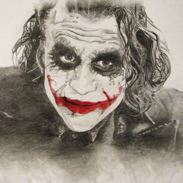 Лицо Джокера черно белое