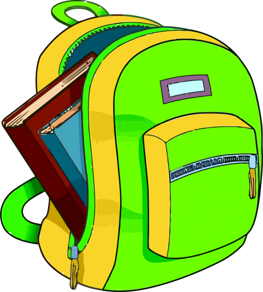 Школьный рюкзак на зелёном фоне