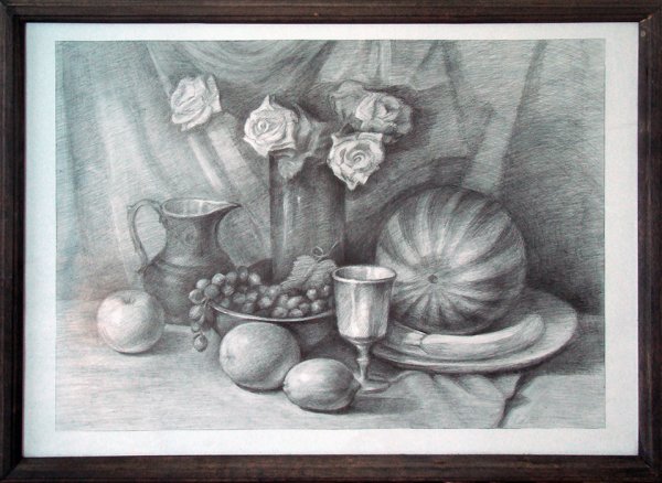 Натюрморт в графике карандашом