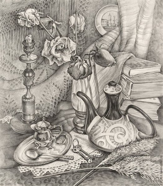 Тематический натюрморт в графике