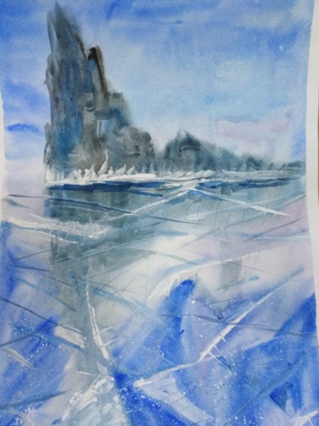 Байкал зимой рисунок