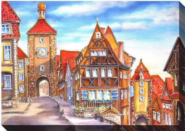 Сказочный город акварель