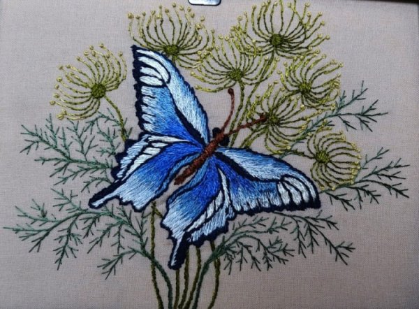 Красивые вышивки гладью бабочки