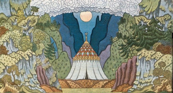 Эскиз декорации к опере н. а. Римского-Корсакова "золотой петушок"...